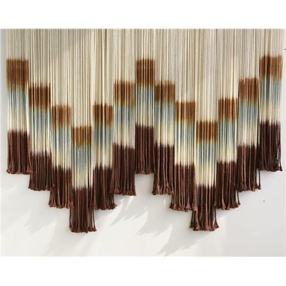 Flber Macrame Wall Hanging Tie-Dye Geometric Decor Large Scale Wall Art - Picture 4 of 14